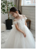 Ivory Lace Tulle Fairytale Flower Girl Dress With Detachable Train